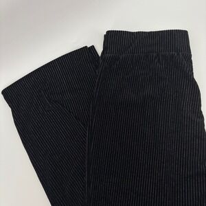 Anne Klein Women‎ Black Velvet Burnout Metallic Striped Wide Leg Pull On Pants L